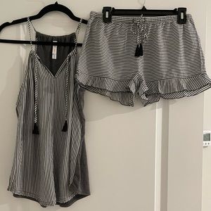 Target pajama set, grey and white stripe, size XS